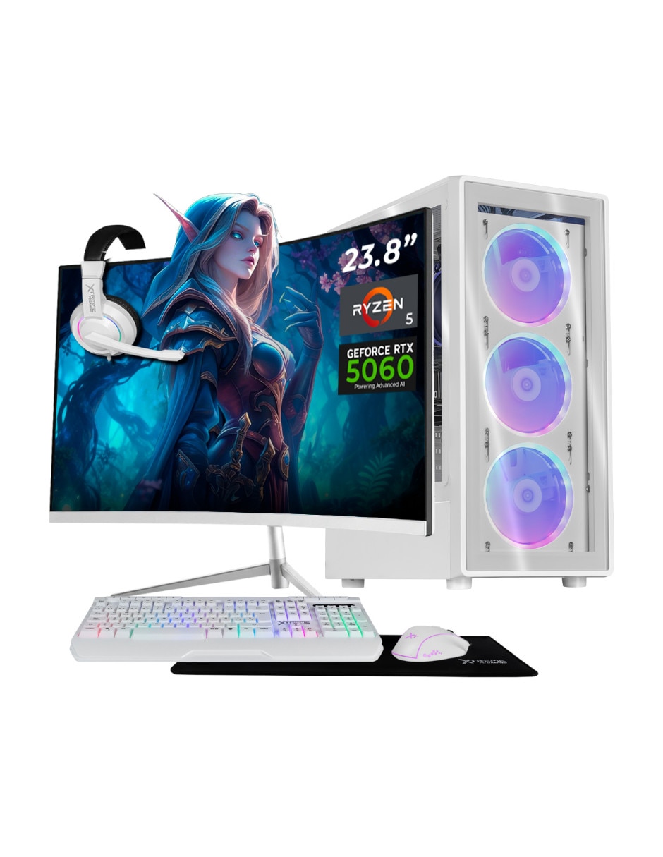 Computadora gamer Xtreme Pc Gaming XTPCR532GB4060MDW 23.8 pulgadas Full HD AMD Ryzen 5 NVIDIA GeForce RTX 5060 16 GB RAM 500 GB SSD