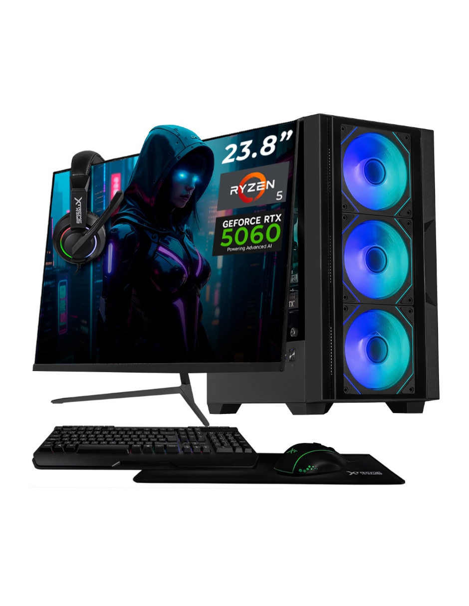 Computadora gamer Xtreme Pc Gaming xtpcr532gb4060mdb 23.8 pulgadas full HD AMD Ryzen 5 Nvidia geforce rtx 5060 16 GB RAM 500 GB SSD