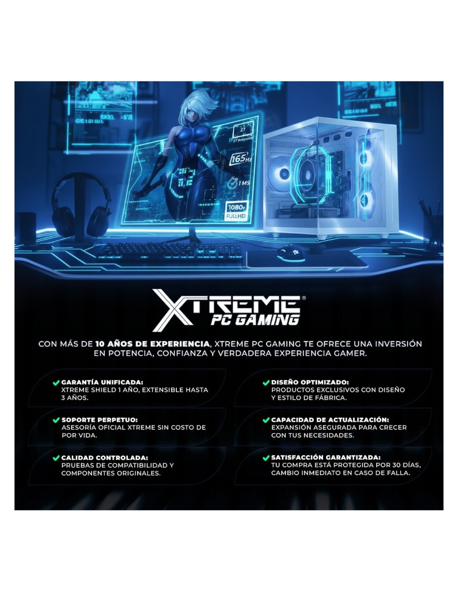 Computadora gamer XTPCI932GBHD770MDW 27 pulgadas Full HD Intel Core i9 Intel UHD 770 32 GB RAM 500 GB SSD 6