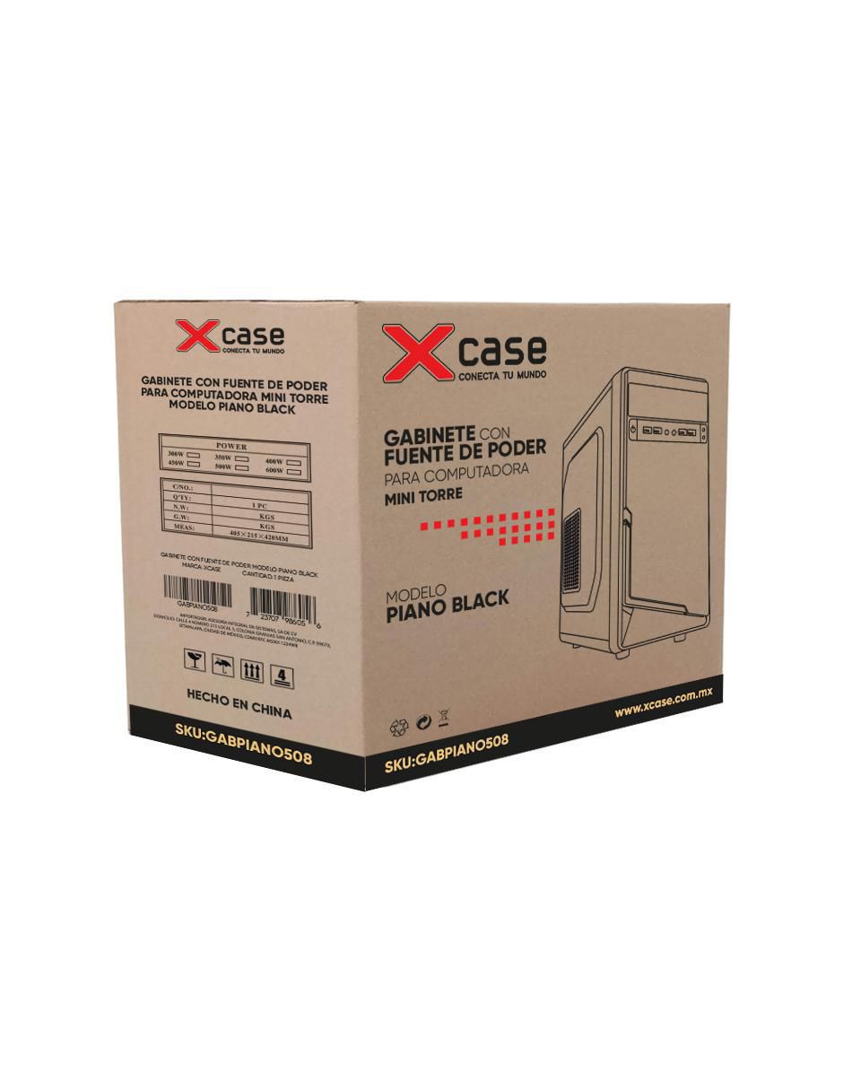 Gabinete Xcase Piano Black con fuente