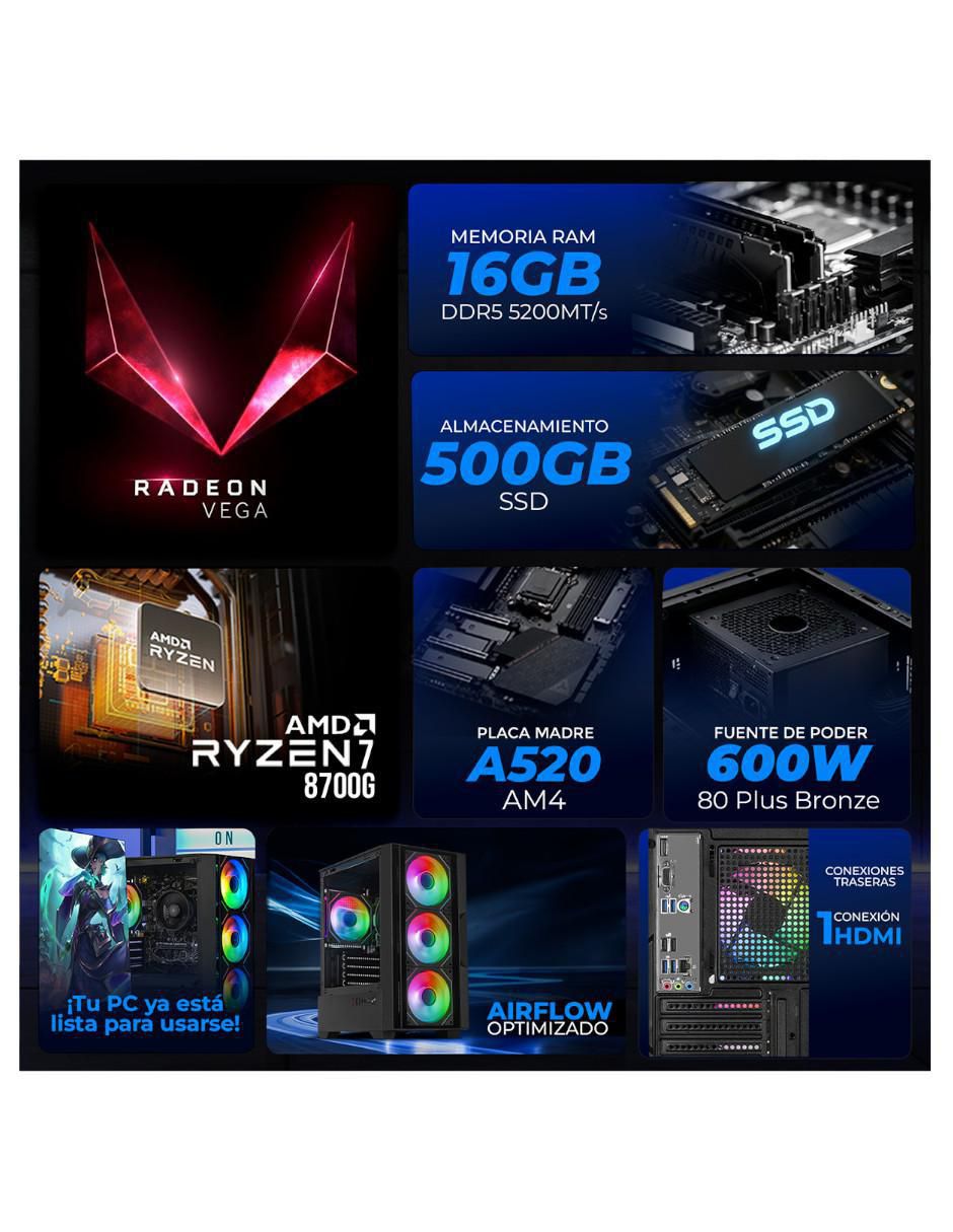 Computadora gamer XTPCR732GB5780MMDMB 27 pulgadas Full HD AMD Ryzen 7 AMD Radeon 780M 16 GB RAM 500 GB SSD