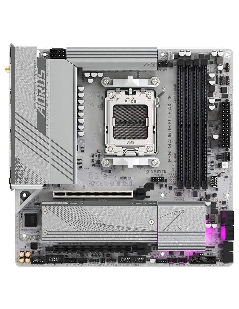 Tarjeta madre Aorus B650M Elite AX ICE AM5 compatible con procesador AMD