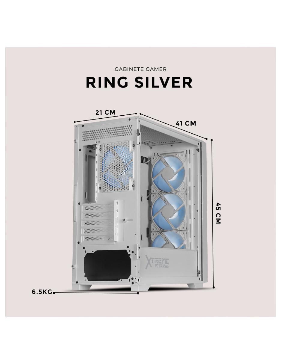 Gabinete Xtreme Pc Gaming Ring Silver Edition
