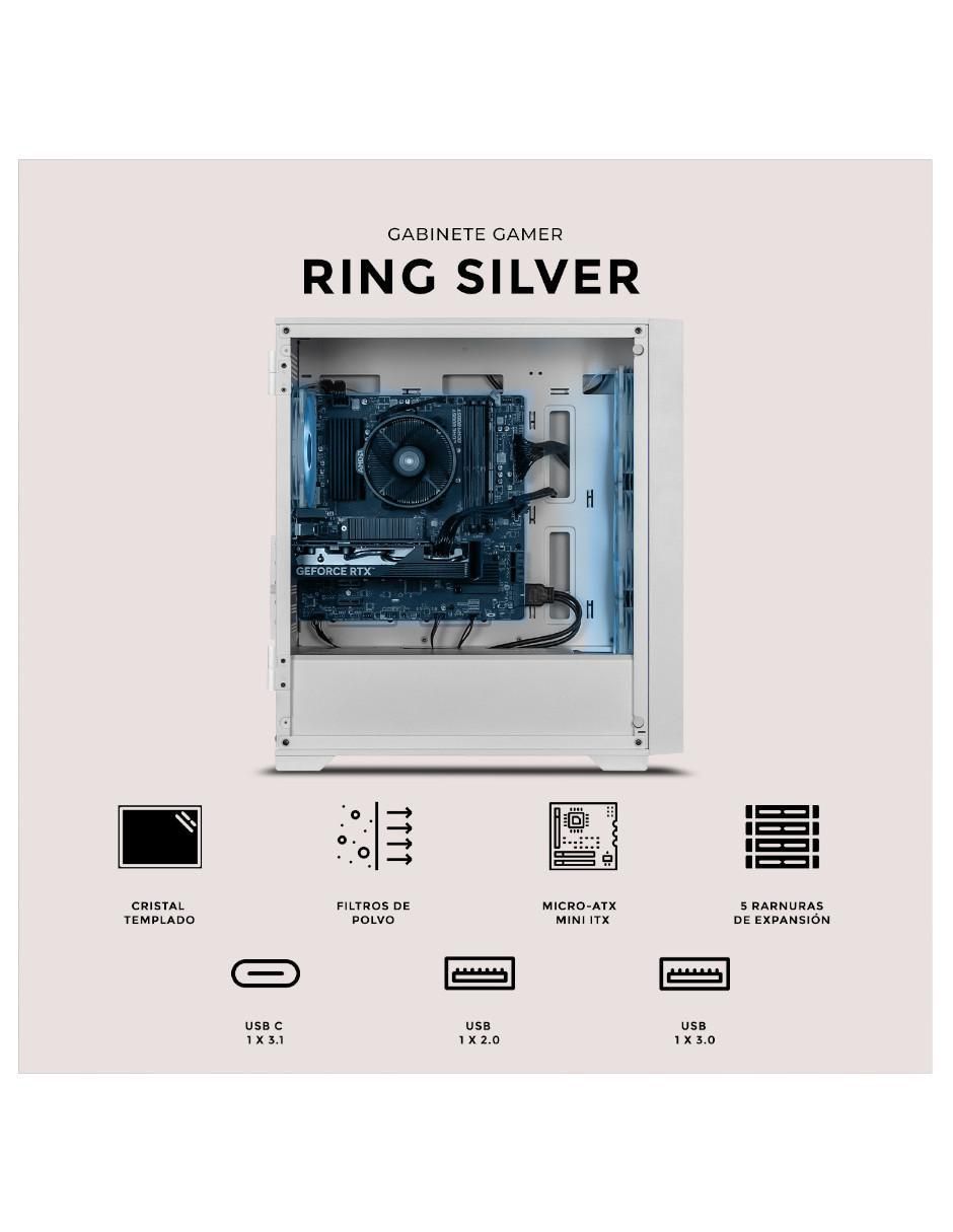 Gabinete Xtreme Pc Gaming Ring Silver Edition