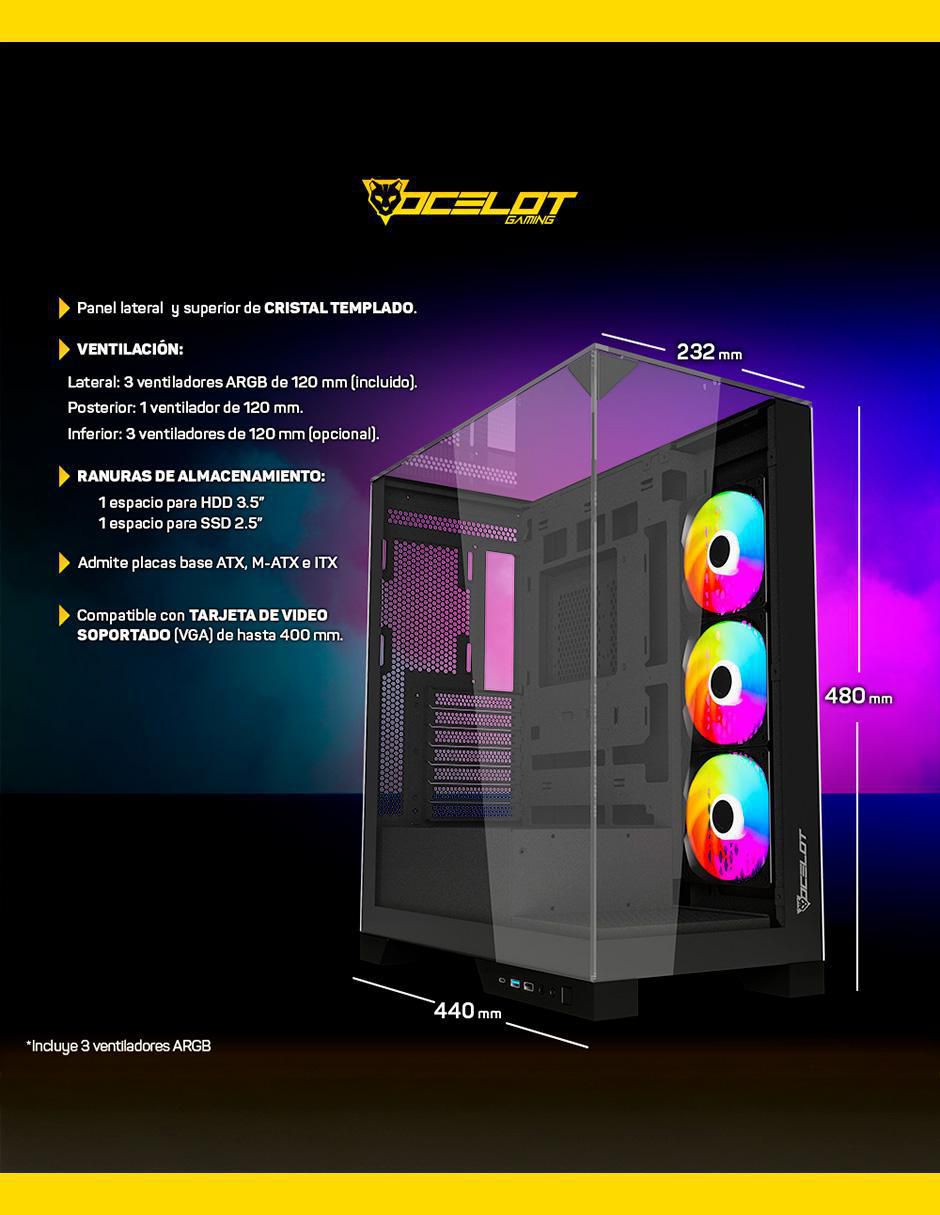Gabinete Ocelotgaming Glass Hunter 3