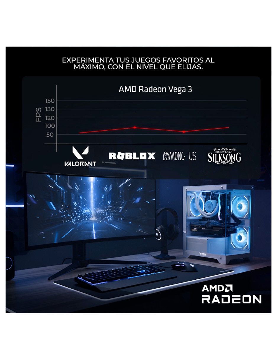 Computadora de escritorio Xtreme PC Gaming XTPCAT16GBVEGA3UW AMD Athlon AND Radeon Vega 3 16 G RAM 500 GB SSD