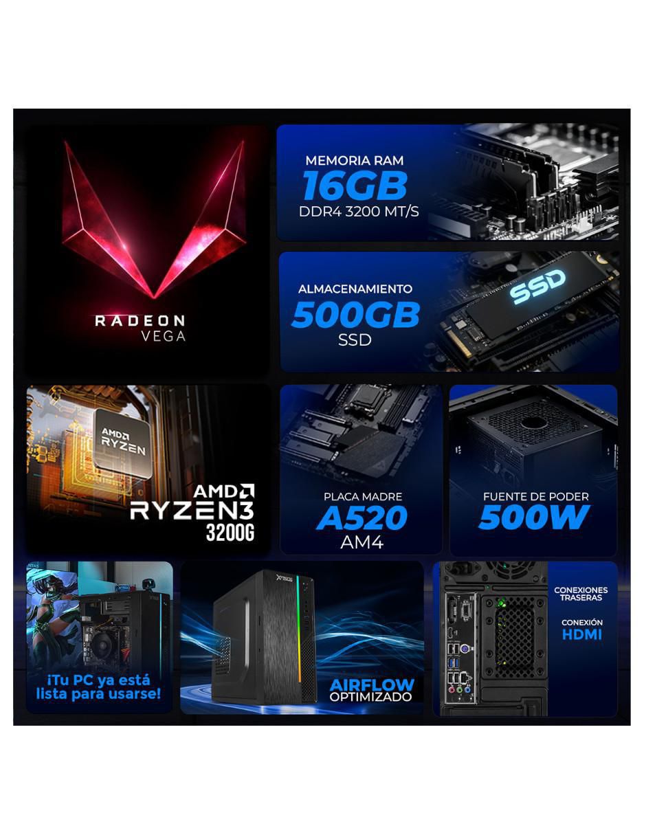 Computadora gamer XTPCR316GBVEGA8MUB 23.8 pulgadas Full HD AMD Ryzen 3 AMD Radeon Vega 8 16 GB RAM 500 GB SSD