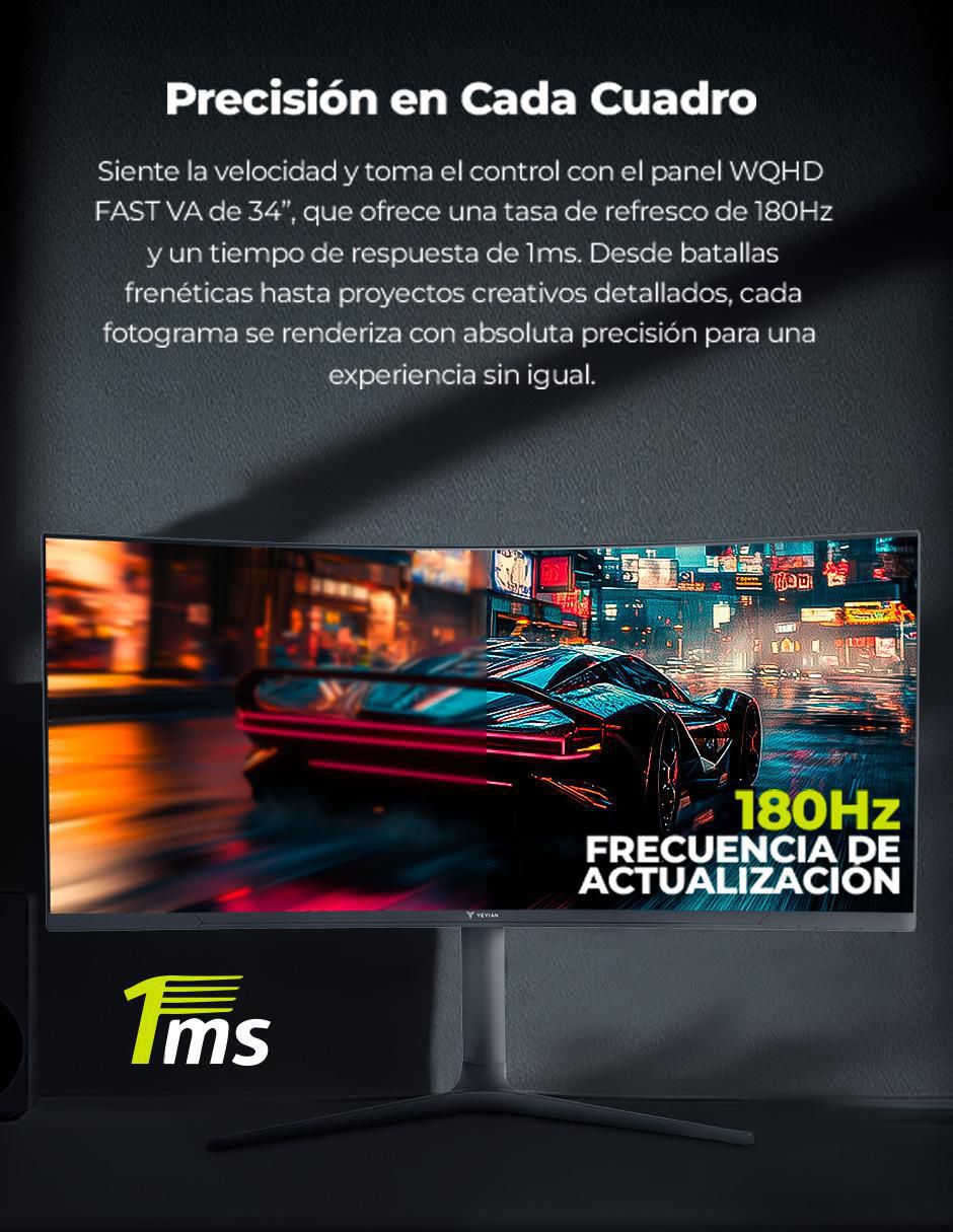 Monitor gamer Yeyian standard WQHD 34 pulgadas PROACT YMC-FV234 CURVO