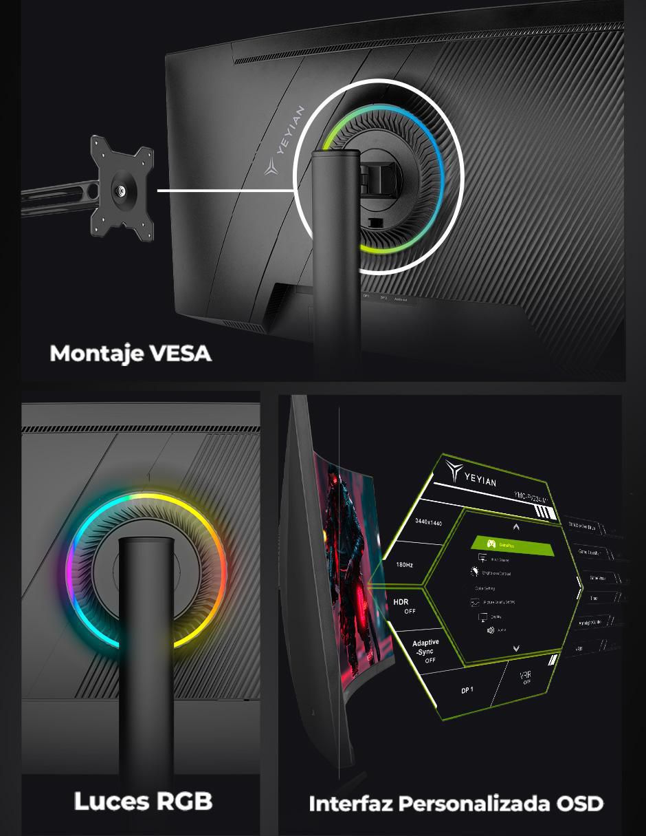 Monitor gamer Yeyian standard WQHD 34 pulgadas PROACT YMC-FV234 CURVO