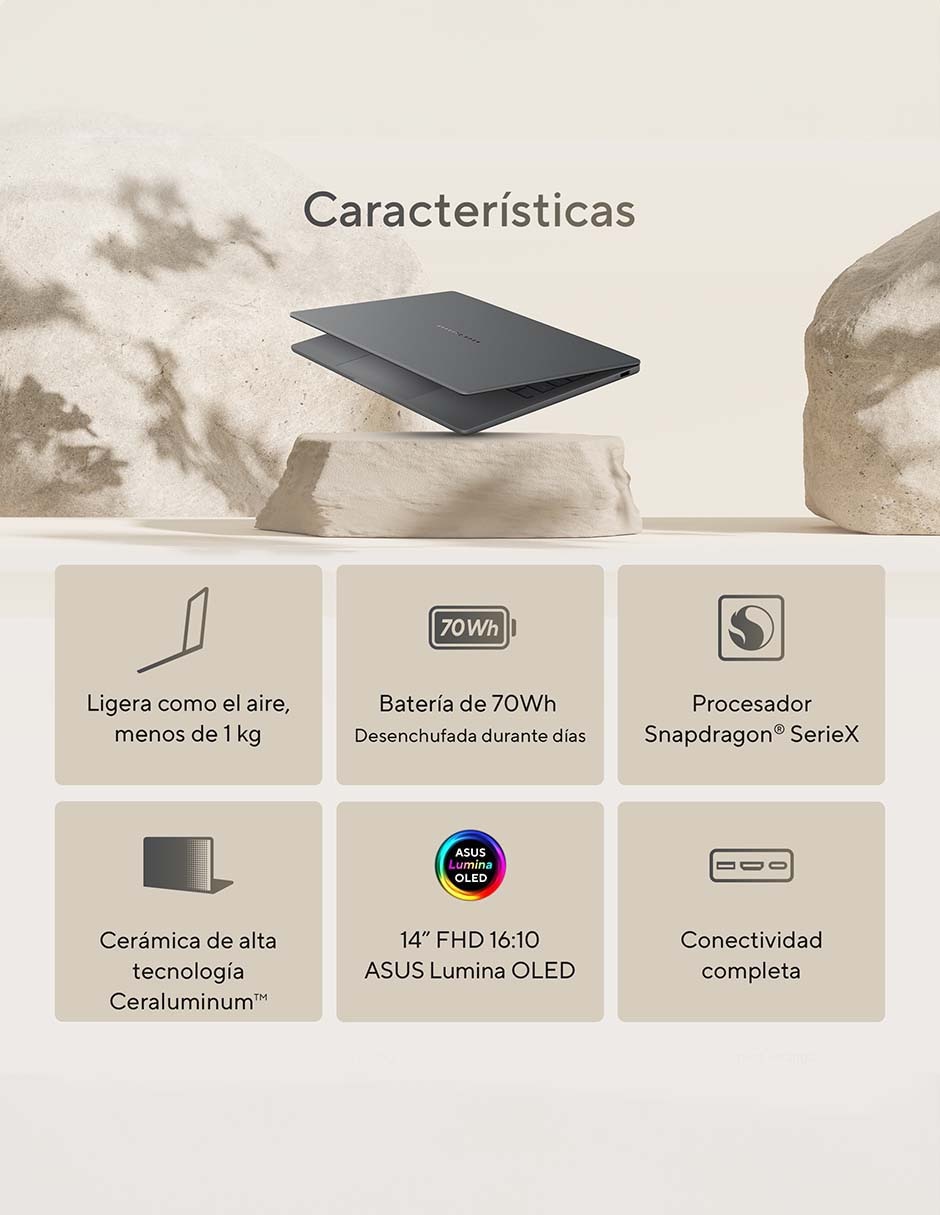 Laptop 14 pulgadas WUXGA Snapdragon X Qualcomm Adreno 16 GB RAM 512 GB SSD 13