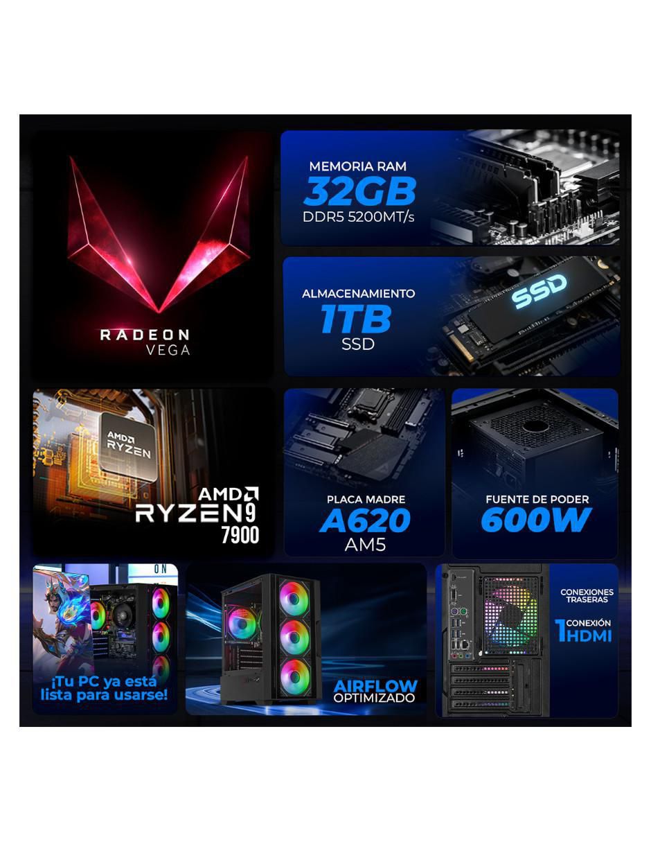 Computadora gamer XTPCR932GB5780MMDB 27 pulgadas Full HD AMD Ryzen 9 AMD Radeon Graphics 32 GB RAM 1 TB SSD 5