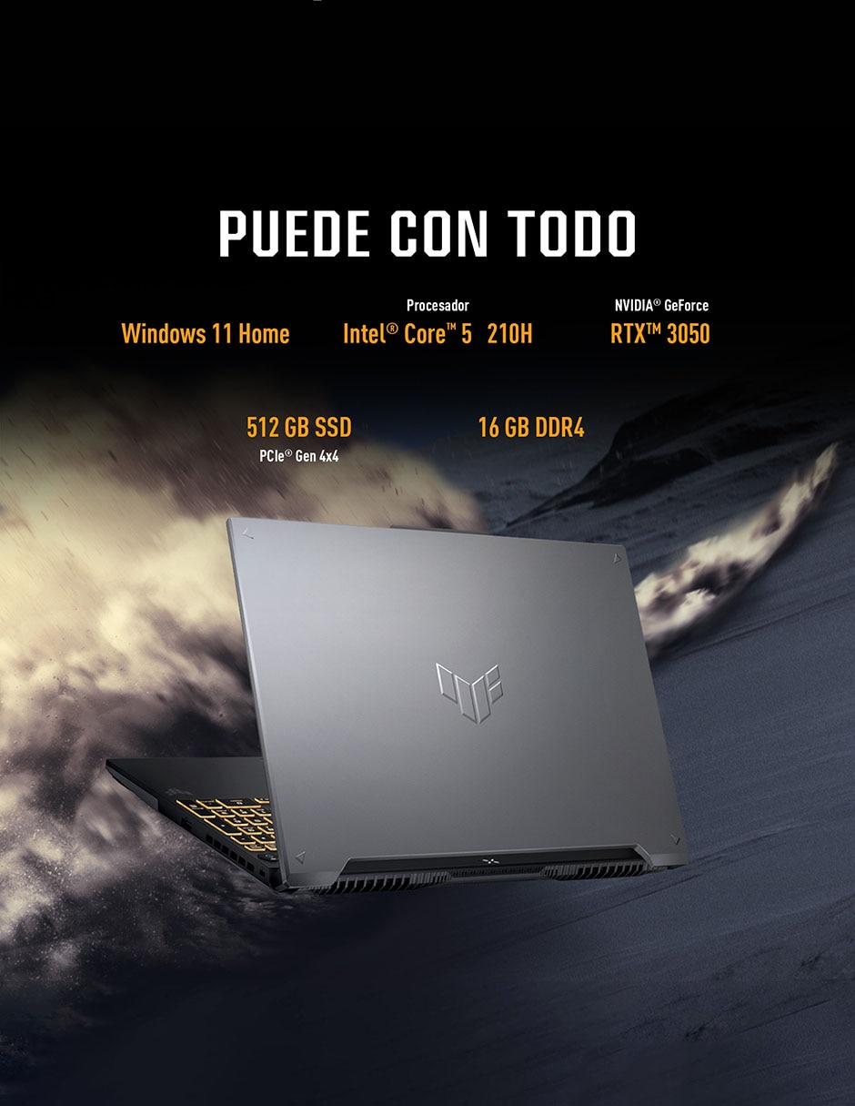 Laptop gamer Tuf Gaming F16 16 pulgadas Full HD+ Intel Core i5 NVIDIA GeForce RTX 3050 16 GB RAM 512 GB SSD 11
