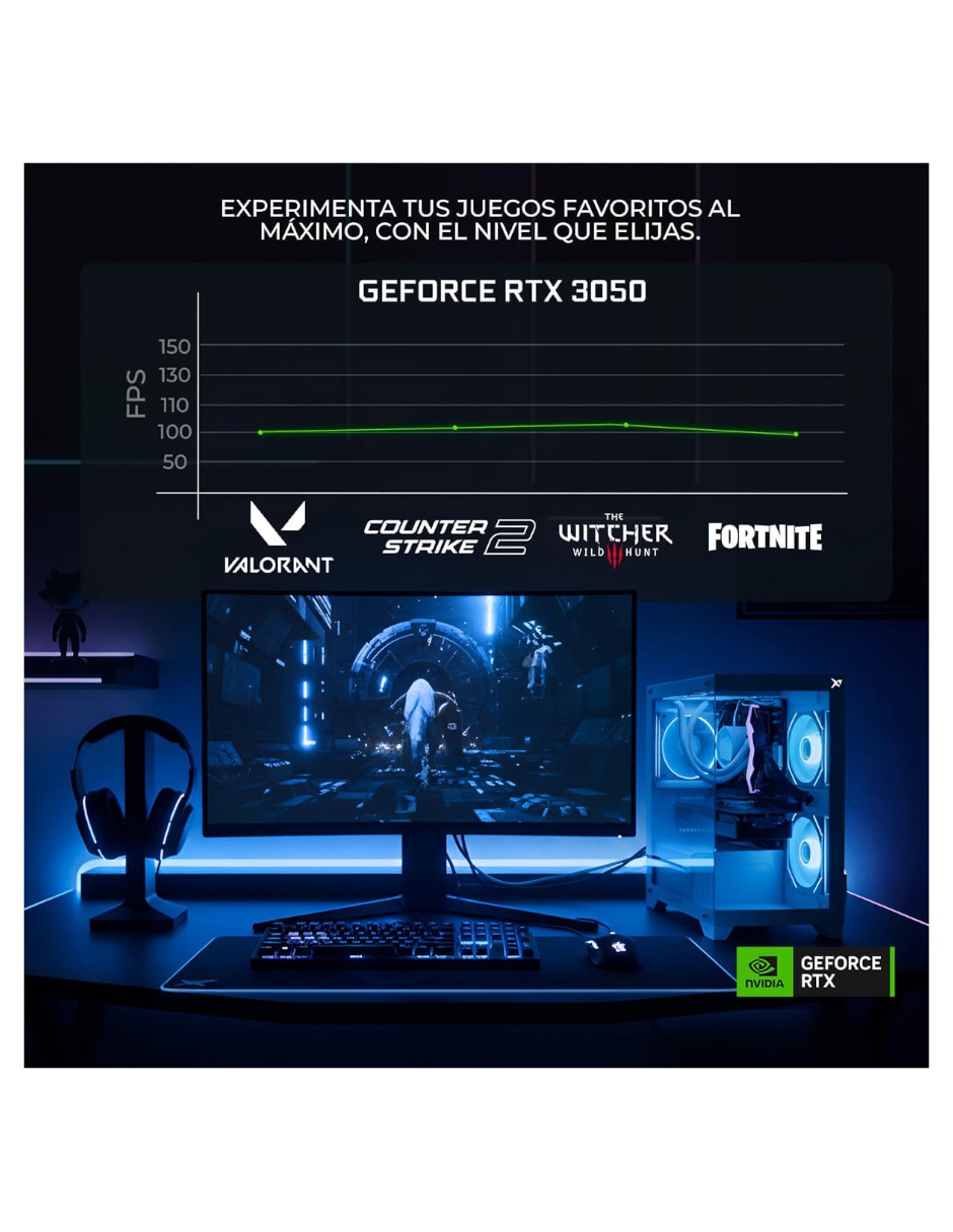Computadora gamer Xtreme PC Gaming XTPCR516GB3050MDP 23.8 pulgadas Full HD AMD Ryzen 5 NVIDIA GeForce RTX 3050 16 GB RAM 1 TB SSD
