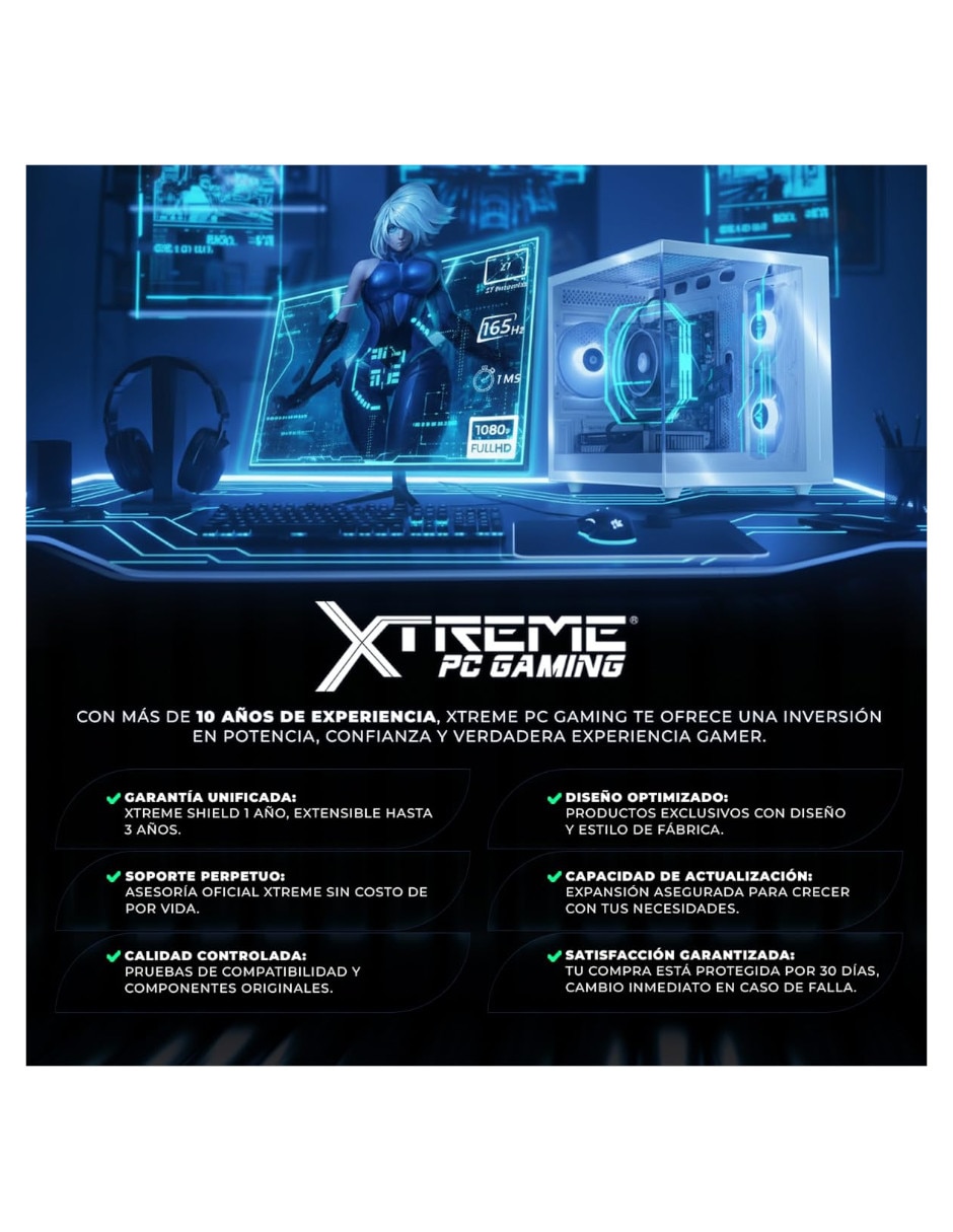 Computadora gamer Xtreme PC Gaming XTPCR516GB3050MDP 23.8 pulgadas Full HD AMD Ryzen 5 NVIDIA GeForce RTX 3050 16 GB RAM 1 TB SSD