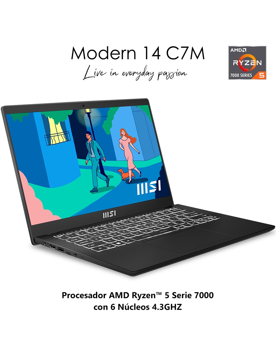 Laptop Msi 14 pulgadas Full HD AMD Ryzen 5 AMD Radeon 8 GB RAM 512 GB SSD