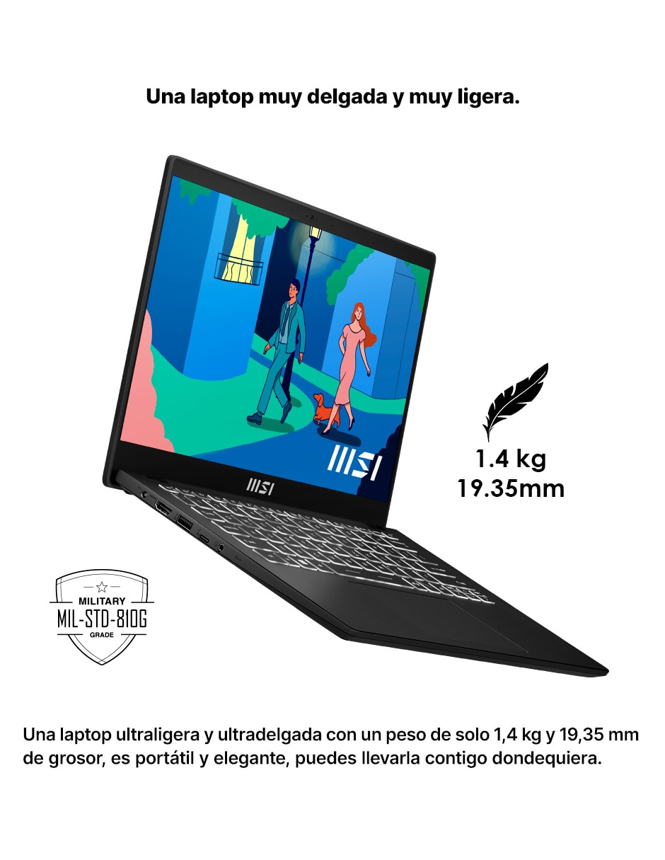 Laptop Msi 14 pulgadas Full HD AMD Ryzen 5 AMD Radeon 8 GB RAM 512 GB SSD