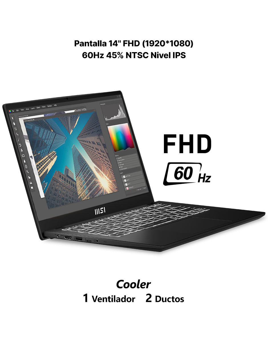 Laptop Msi 14 pulgadas Full HD AMD Ryzen 5 AMD Radeon 8 GB RAM 512 GB SSD