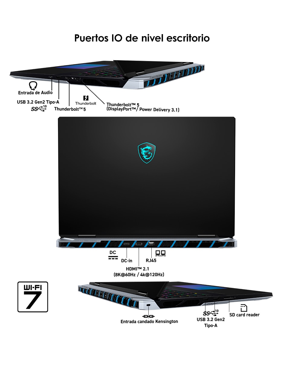 Laptop MSI Titan 18 Hx AI a2xwjg-256mx 18 pulgadas UHD+ Intel Core Ultra 9 NVIDIA GeForce RTX 5090 64 GB RAM 4 TB SSD