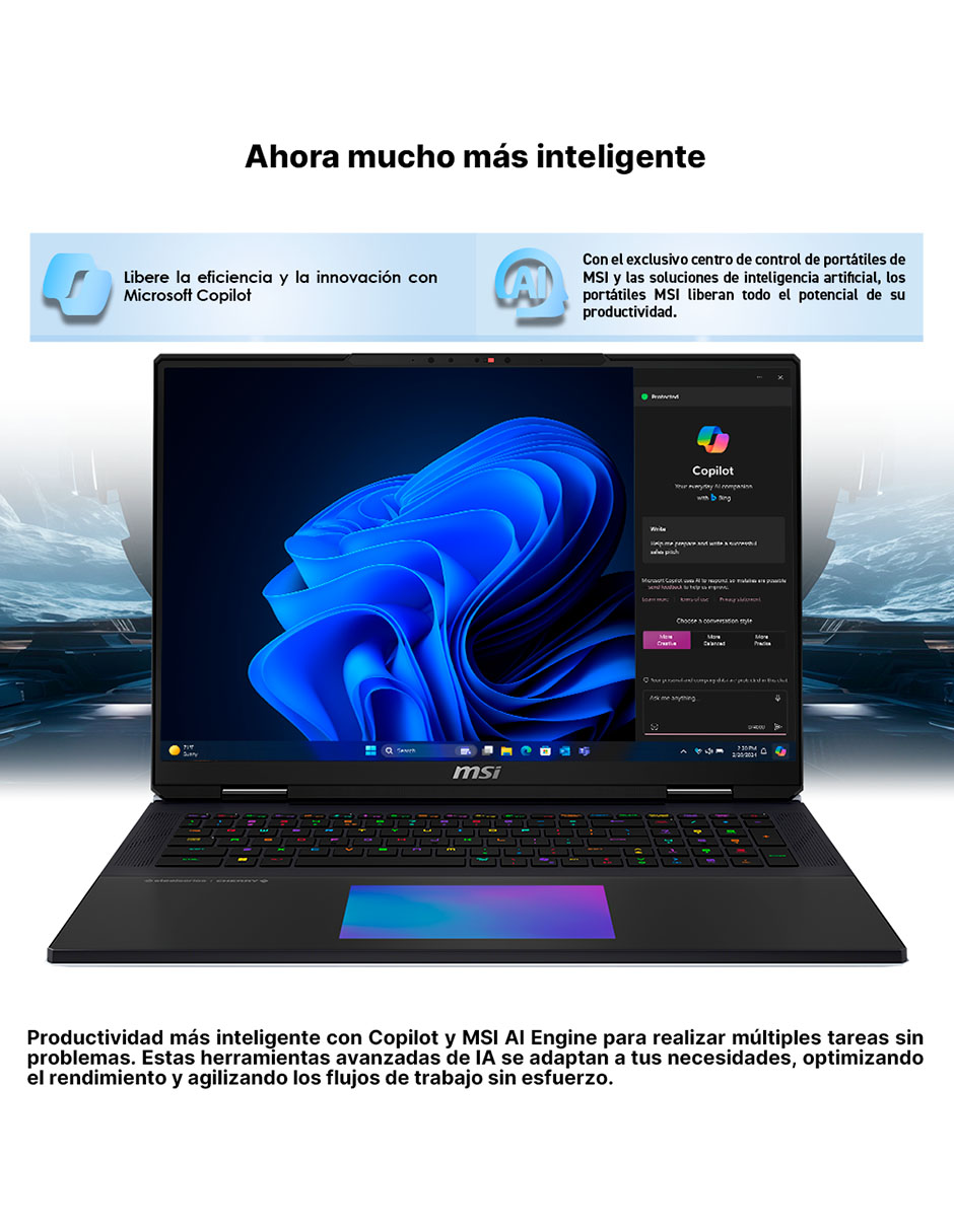 Laptop MSI Titan 18 Hx AI a2xwjg-256mx 18 pulgadas UHD+ Intel Core Ultra 9 NVIDIA GeForce RTX 5090 64 GB RAM 4 TB SSD