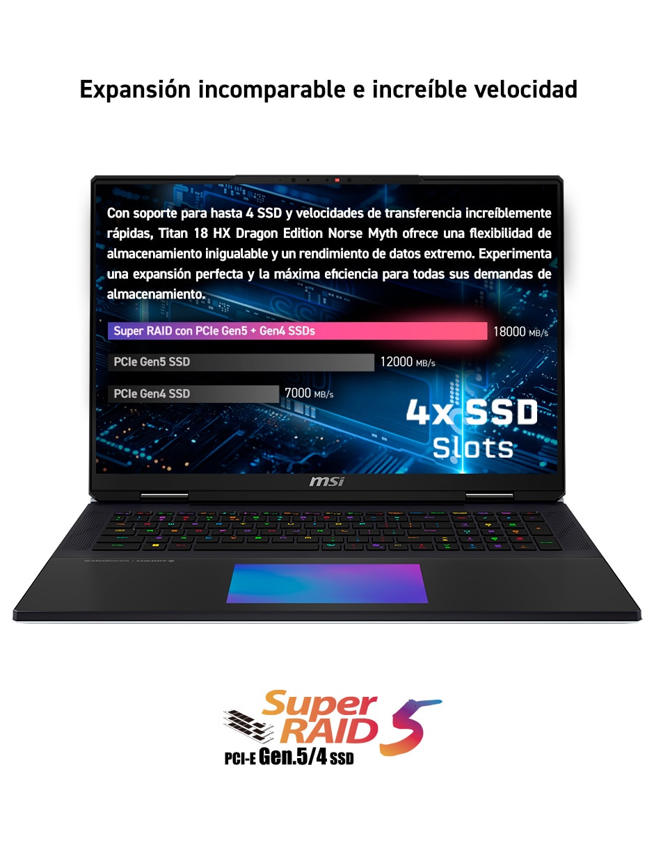 Laptop MSI Titan 18 Hx AI a2xwjg-256mx 18 pulgadas UHD+ Intel Core Ultra 9 NVIDIA GeForce RTX 5090 64 GB RAM 4 TB SSD