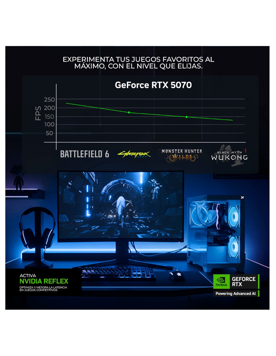 Computadora gamer XTBRR932GB55070TPB Full HD AMD Ryzen 9 NVIDIA GeForce RTX 5070 32 GB RAM 1 TB SSD 7