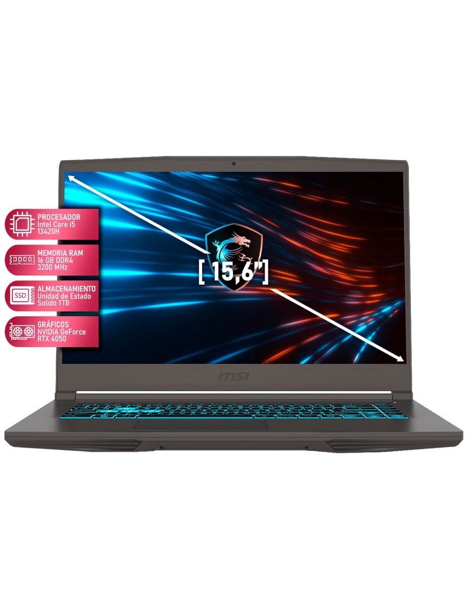 Laptop gamer MSI Thin 15 15.6 pulgadas Full HD Intel Core i5 NVIDIA GeForce RTX 4050 16 GB RAM 1.4 TB SSD