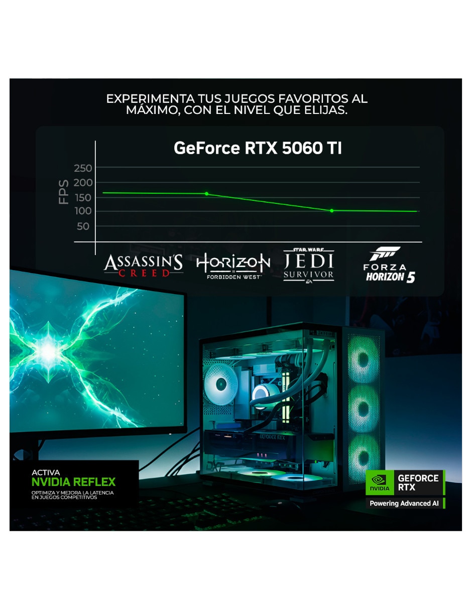 Computadora gamer Dxt Gaming DXTR732GB55060TIT6 AMD Ryzen 7 NVIDIA GeForce RTX 5060 Ti 32 GB RAM 1 TB SSD
