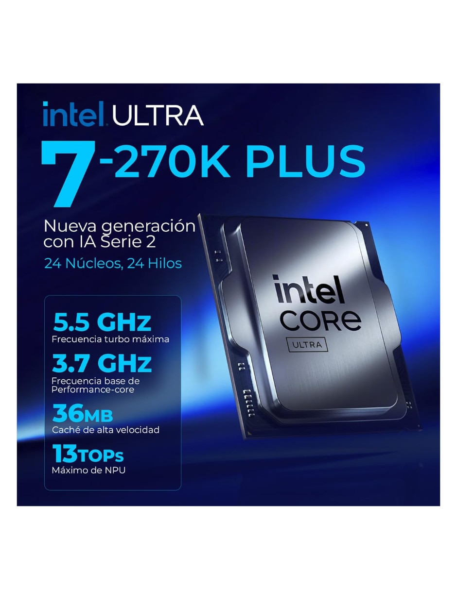 Computadora gamer DXTR532GB55060TIT7 Intel core ultra 7 NVIDIA GeForce RTX 5060 Ti 16 GB 1 TB 6
