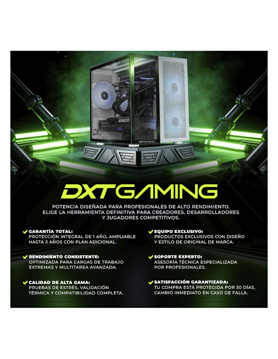Computadora gamer DXTR532GB55060TIT7 Intel core ultra 7 NVIDIA GeForce RTX 5060 Ti 16 GB 1 TB 8