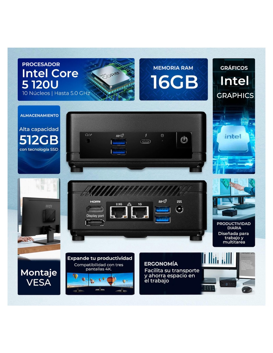 Computadora de escritorio Cubi512M-I516G512 Intel Core i5 Intel Iris Xe 16 GB RAM 512 GB SSD 5