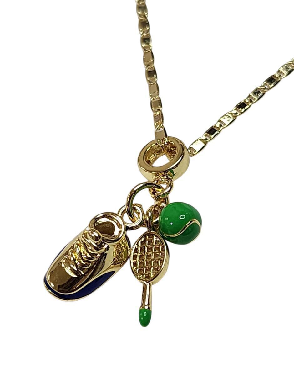 Collar con dije de raqueta Tenis de oro laminado 14 K 3
