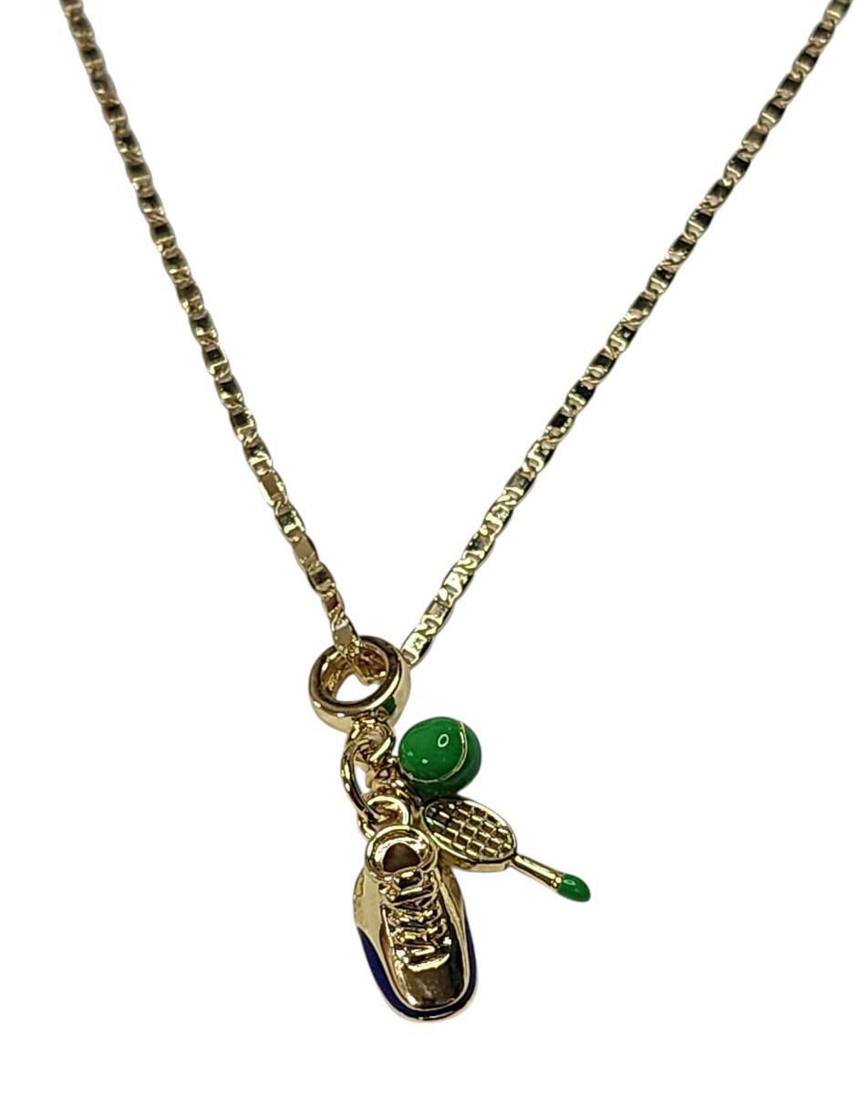 Collar con dije de raqueta Tenis de oro laminado 14 K 5