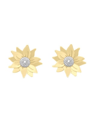 Aretes de flor de oro 14 K con acabado brillante