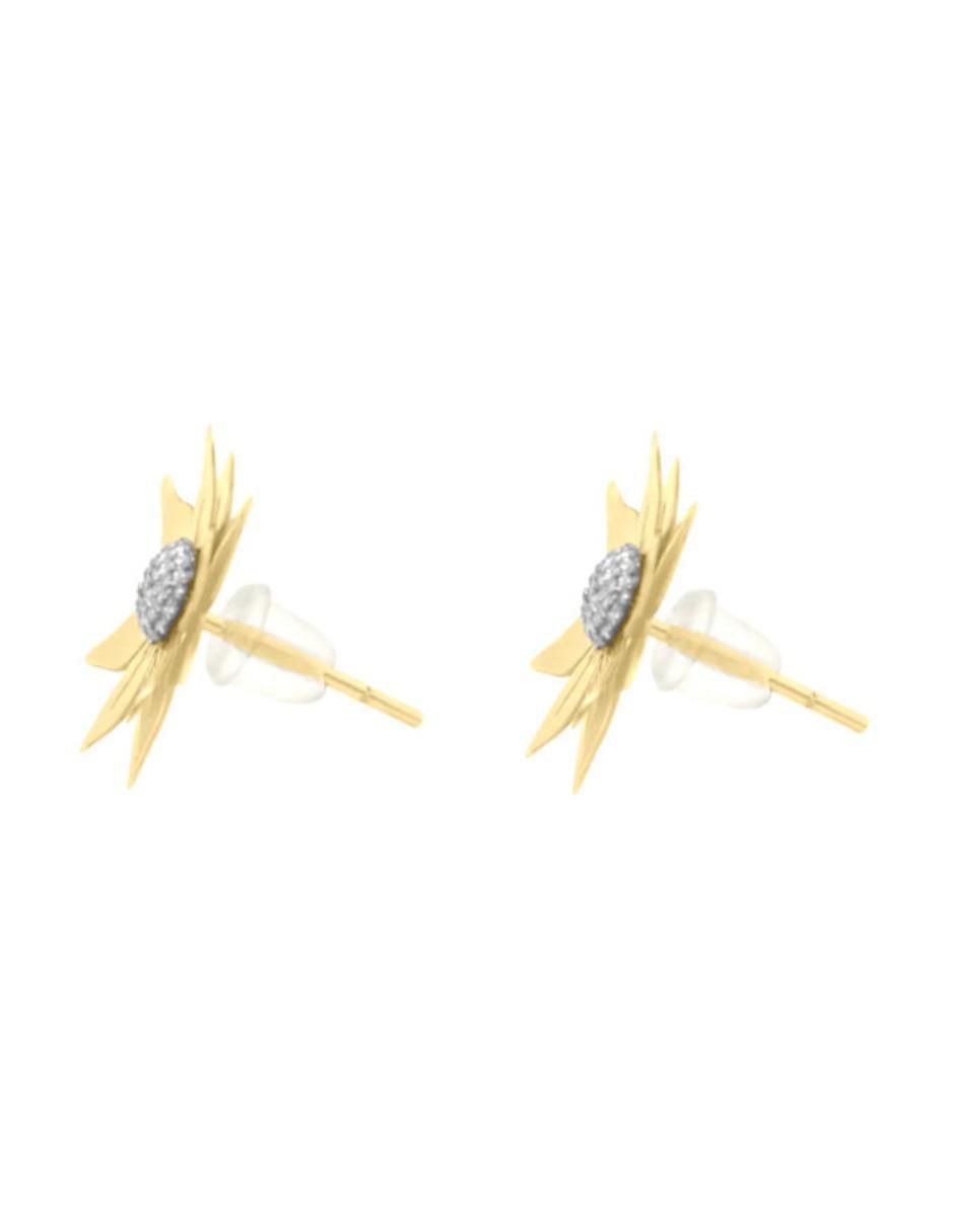 Aretes de flor de oro 14 K con acabado brillante 3