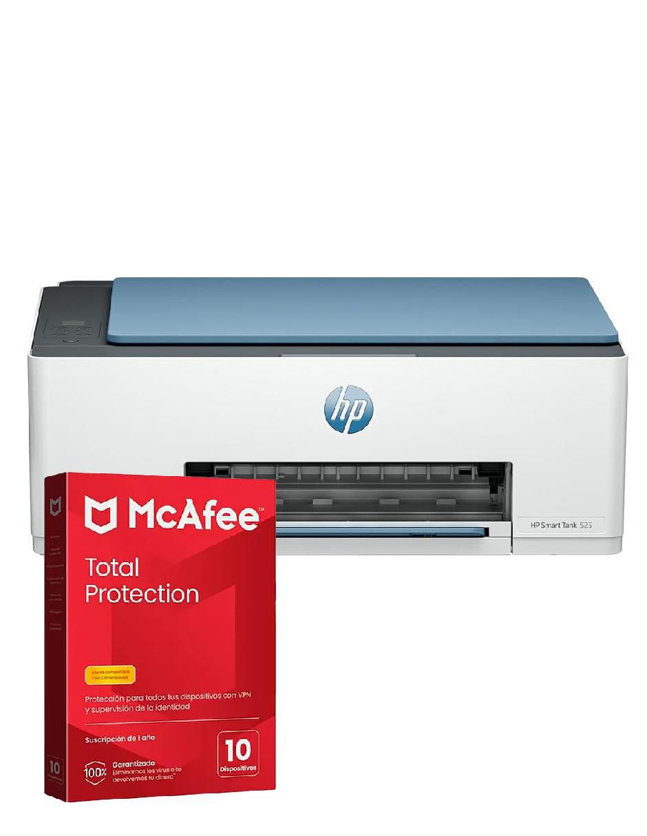 Multifuncional Hp Smart Tank 525 + Antivirus digital Mcafee Total Protection de inyección de tinta alámbrica a color
