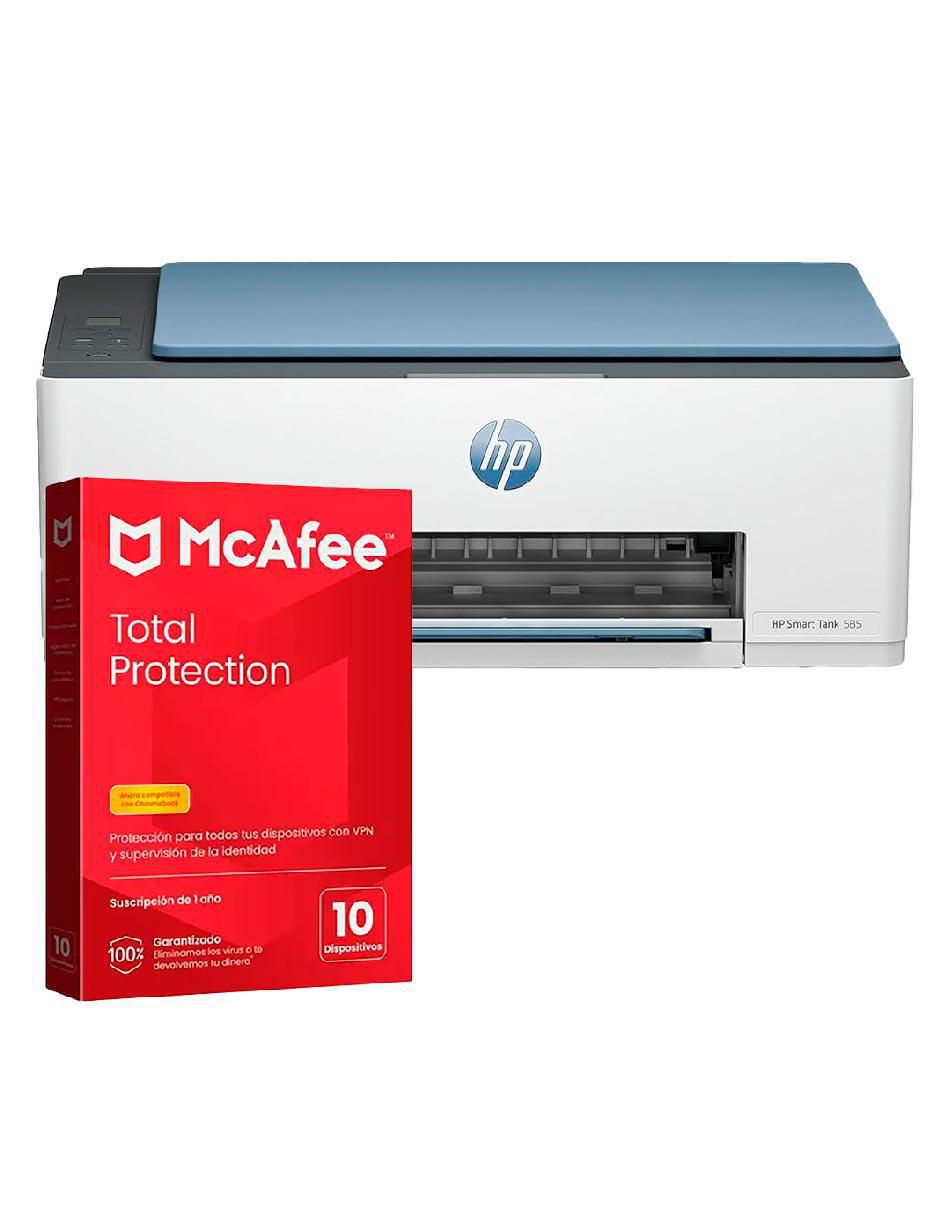Multifuncional Hp Smart Tank 585 + Antivirus Digital Mcafee total protection de inyección de tinta inalámbrica a color