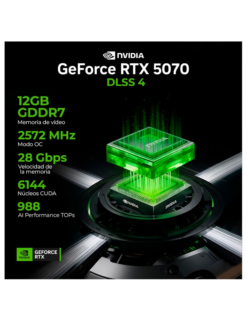 Computadora gamer XTPBAR732GB55070W AMD Ryzen 7 NVIDIA GeForce RTX 5070 32 GB RAM 1 TB SSD