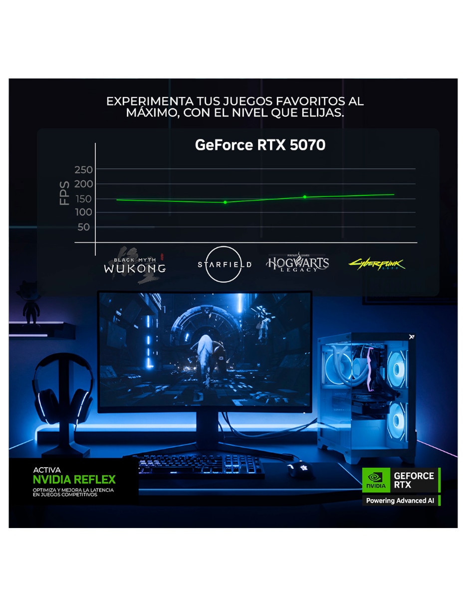 Computadora gamer XTPBAR732GB55070W AMD Ryzen 7 NVIDIA GeForce RTX 5070 32 GB RAM 1 TB SSD 7