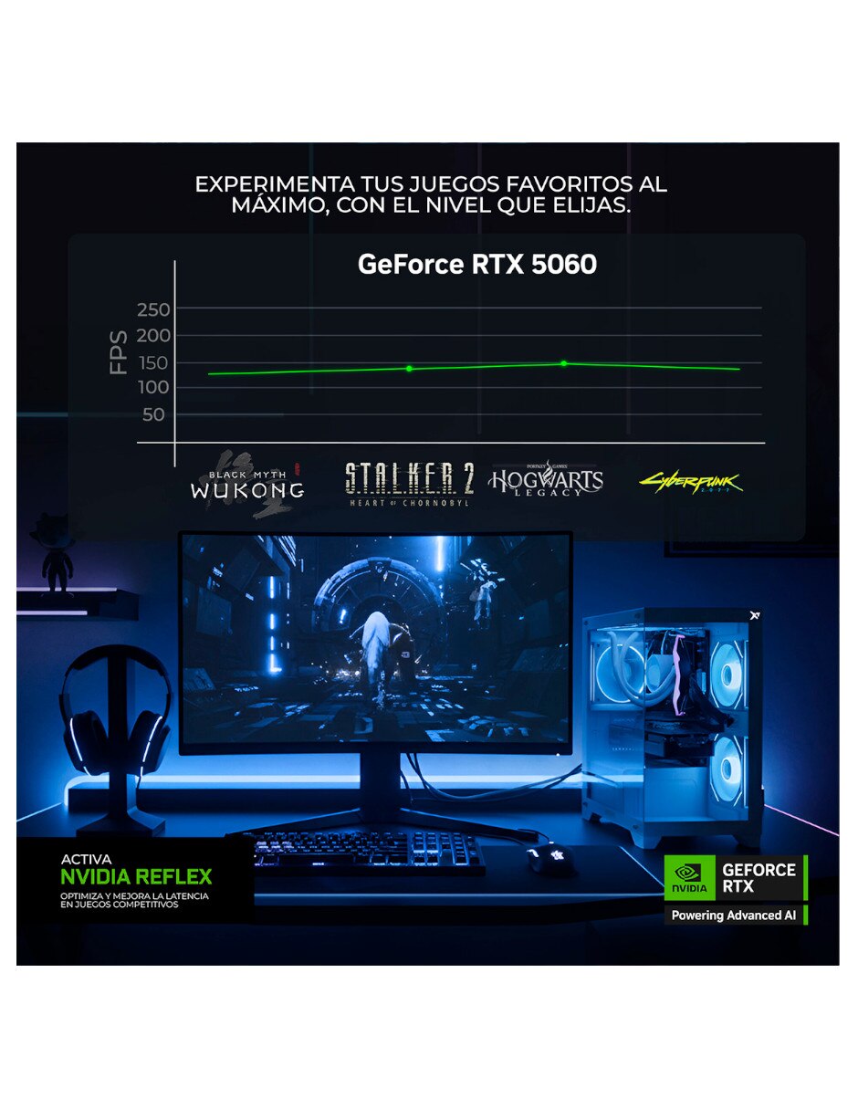 Computadora gamer XTBRR732GB55060TEB AMD Ryzen 7 Nvidia Geforce RTX 5060 16 GB RAM 1 TB SSD 7