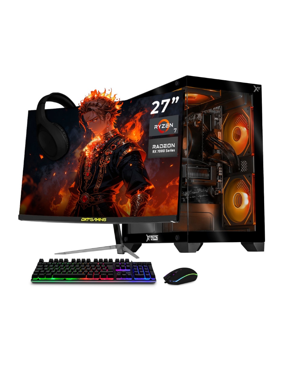 Computadora gamer Xtreme Pc Gaming XTOCR732GBRX7600MCP 27 pulgadas full hd amd ryzen 7 amd radeon rx 7600 16 gb ram 1 tb ssd