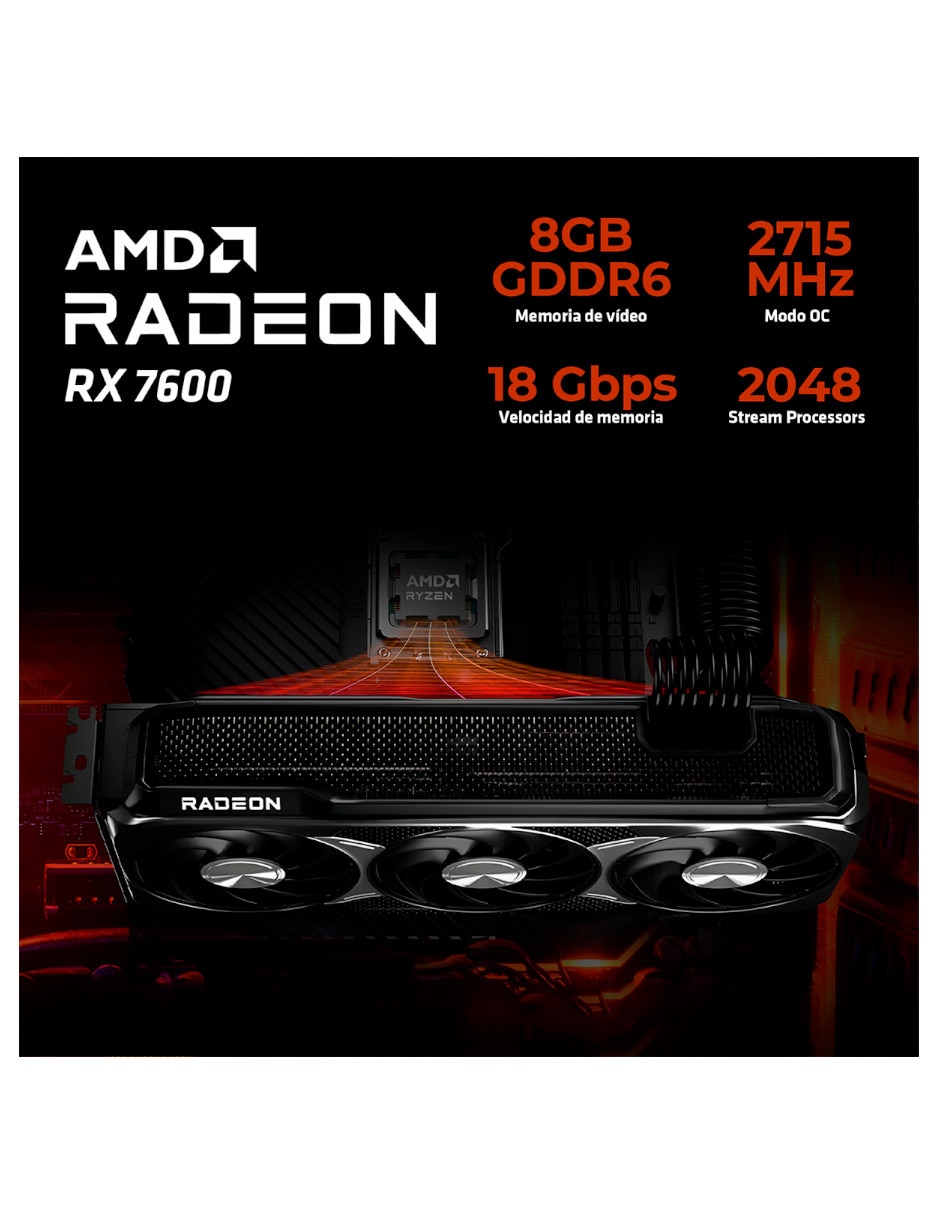 Computadora gamer Xtreme Pc Gaming XTOCR732GBRX7600MCP 27 pulgadas full hd amd ryzen 7 amd radeon rx 7600 16 gb ram 1 tb ssd