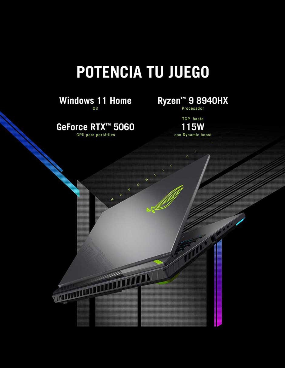 Laptop gamer Asus ROG Strix G16 16 pulgadas Full HD AMD Ryzen 9 NVIDIA GeForce RTX 5060 16 GB RAM 1 TB SSD