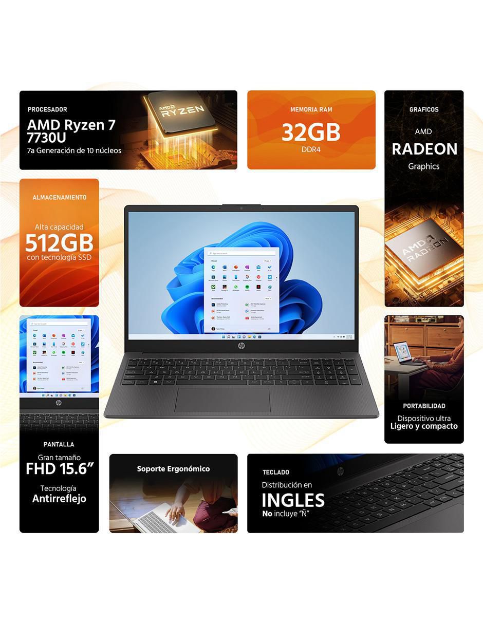 Laptop HP 255 G10 15.6 pulgadas Full HD AMD Ryzen 7 AMD Radeon 32 GB RAM 512 GB SSD