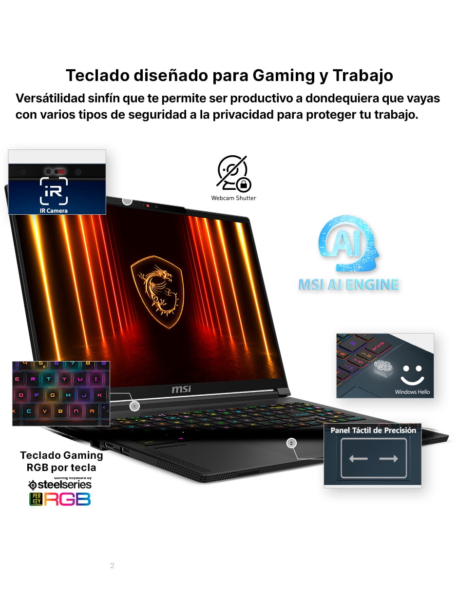 Laptop gamer Stealth A16 AI+ A3XWFG-020MX 16 pulgadas QHD+ AMD Ryzen AI 9 HX 370 NVIDIA GeForce RTX 5060 32 GB RAM 1 TB SSD 11