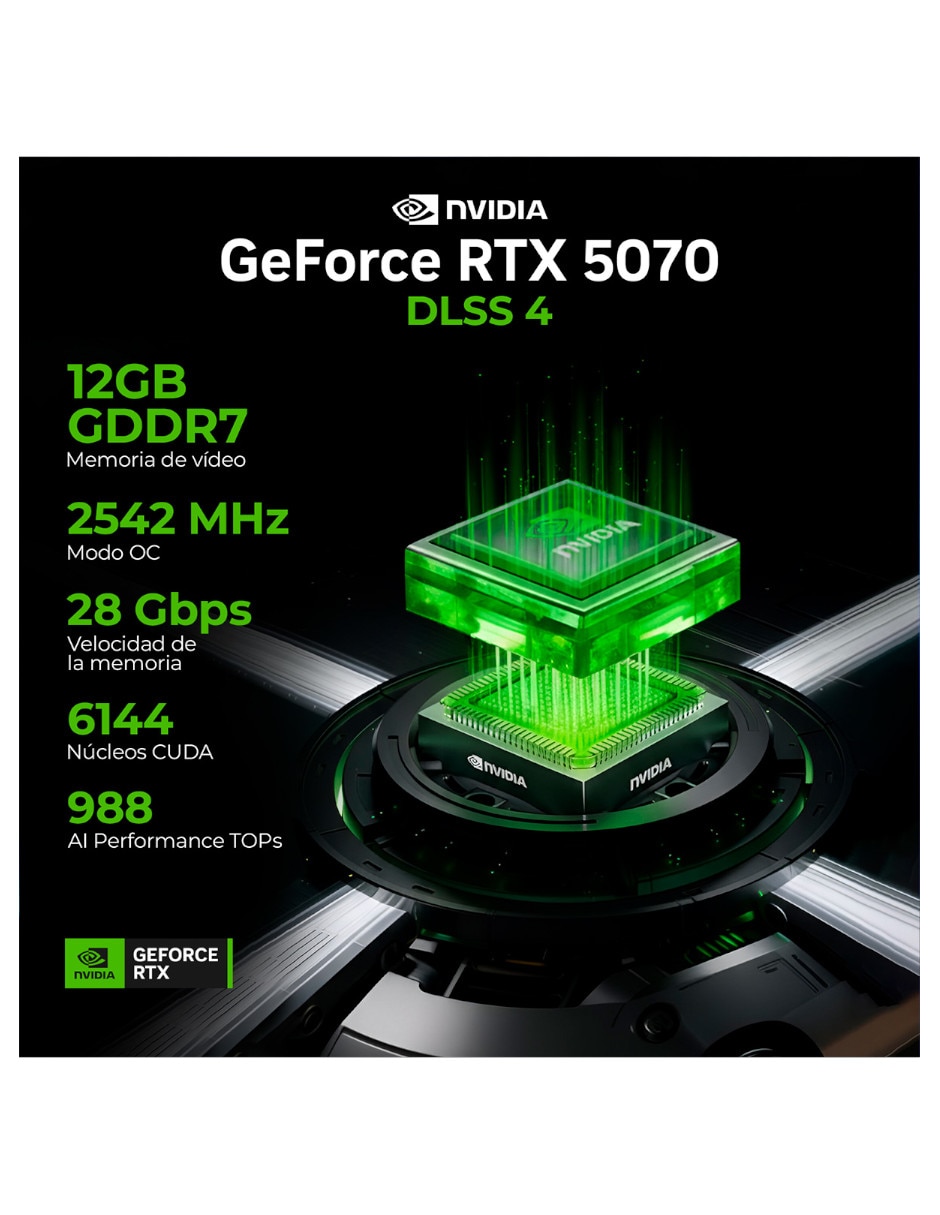 Computadora gamer XTPCI732GB5070NW Intel Core i7 NVIDIA GeForce RTX 5070 32 GB RAM 1 TB SSD 7