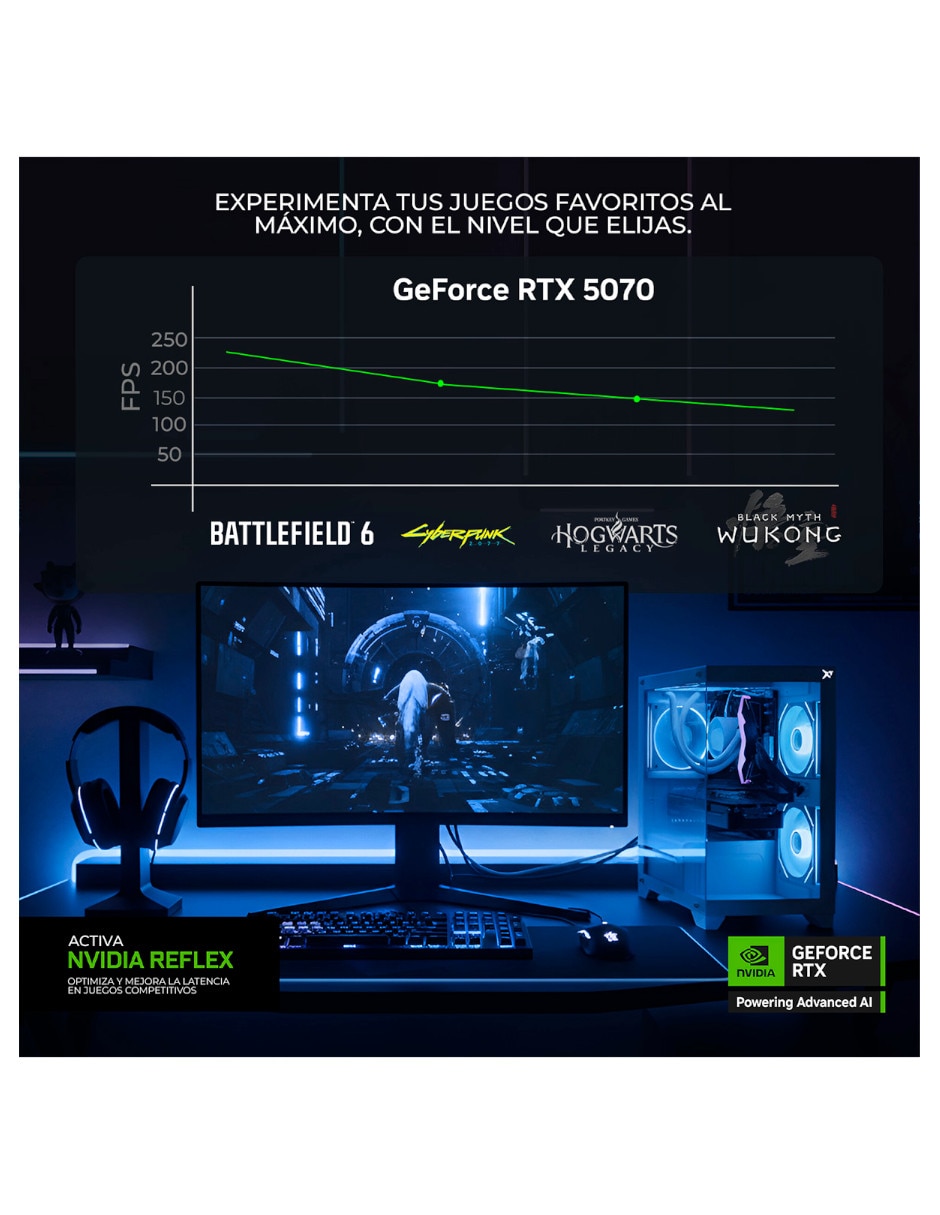 Computadora gamer Xtreme PC Gaming XTBRI932GB5070TPB Intel Core i9 Nvidia GeForce RTX 5070 32 GB RAM 1 TB SSD