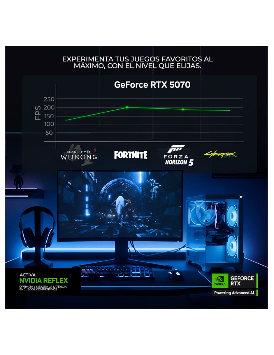 Computadora gamer XTPCI732GB5070NB Intel Core i7 NVIDIA GeForce RTX 5070 32 GB RAM 1 TB SSD 7