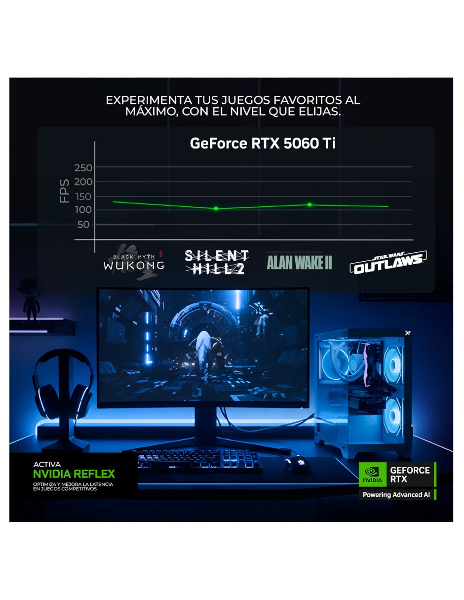 Computadora gamer Xtreme Pc Gaming XTPCI732GB5060TINB Intel Core i7 NVIDIA GeForce RTX 5060 Ti 16 GB RAM 1 TB SSD