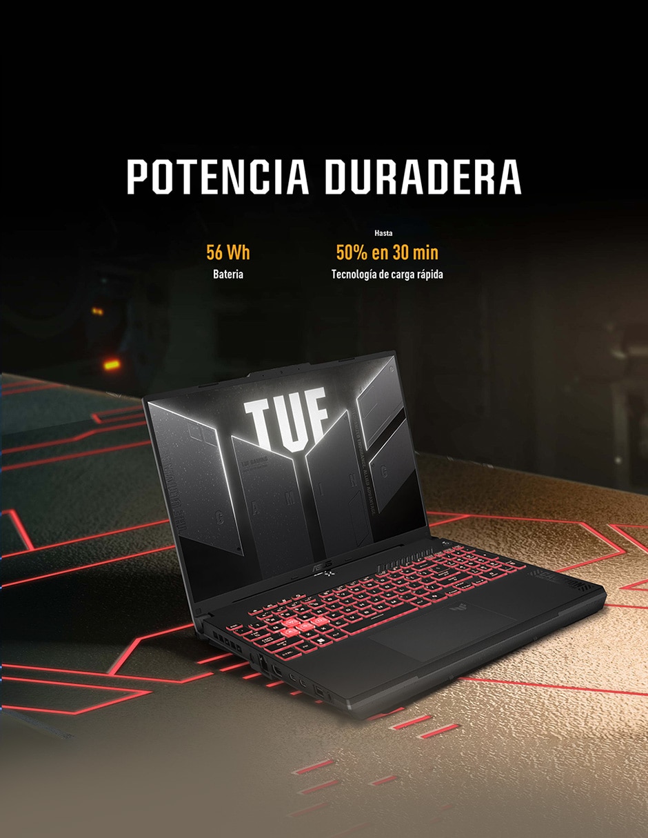 Laptop gamer Asus TUF A16 16 pulgadas WUXGA AMD Ryzen 7 NVIDIA GeForce RTX 4050 16 GB RAM 512 GB SSD