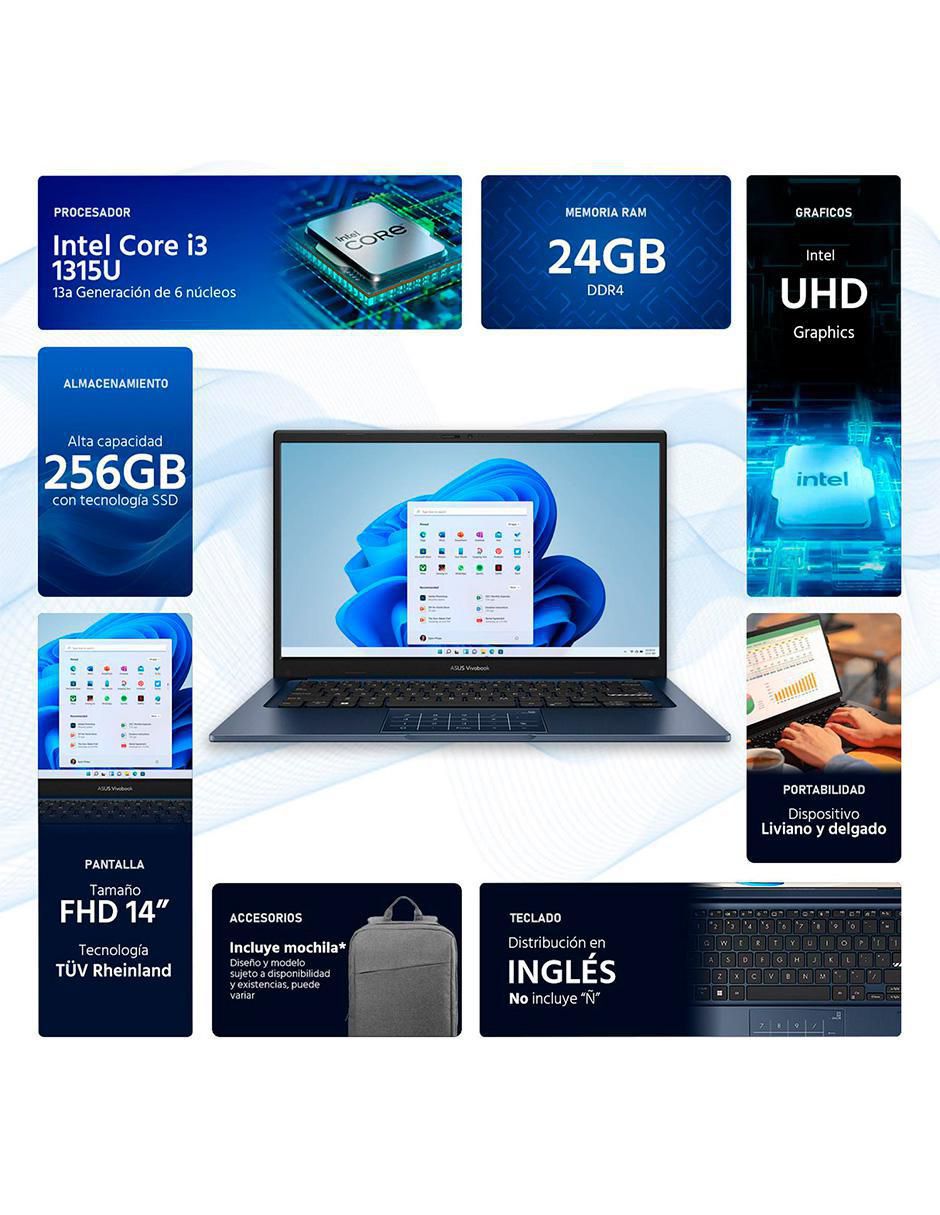 Laptop Vivobook 14 14 pulgadas Full HD Intel Core i3 Intel UHD Graphics 24 GB RAM 256 GB 2